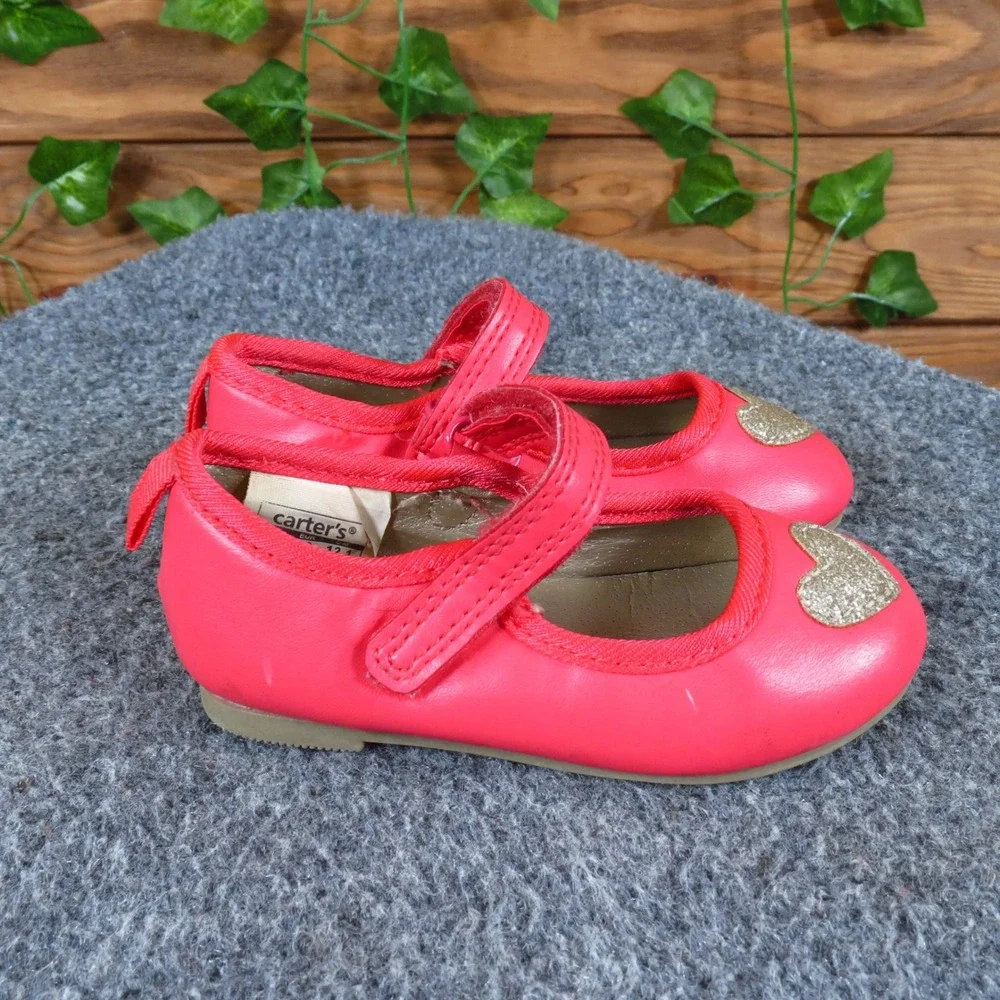 Carter's Alvina Toddler Mary Jane Shoes Size 5 Dress Party Red Glitter Heart